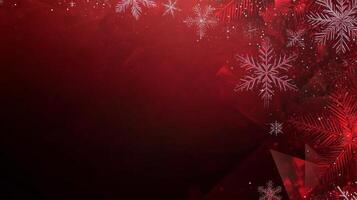 Festive Christmas decorations featuring red elements and snowflakes on a bright red background photo