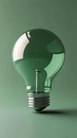 Unique green light bulb showcasing a vintage filament design against a muted background photo