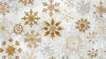 A diverse collection of intricately designed snowflakes on a white background during winter photo