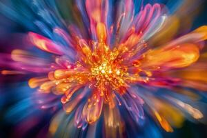 Vibrant orange flower bursting with color amidst a dreamy blurred background in natural light photo