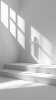 Simple staircase and light play in a minimalist interior architectural design photo