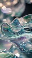 Colorful abstract patterns of bubbles and liquid elements captured in bright light photo