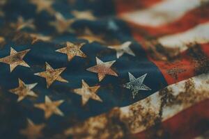 Waving American flag against a clear blue sky symbolizing national pride and unity photo