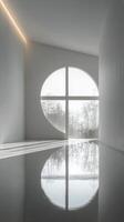 Simple staircase and light play in a minimalist interior architectural design photo
