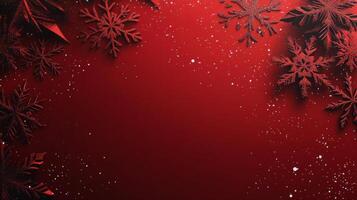 Festive Christmas decorations featuring red elements and snowflakes on a bright red background photo