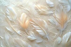 Soft ivory feathers layered delicately on a muted background creating a serene visual effect photo