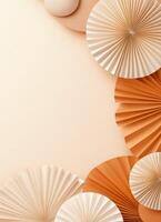 Decorative paper fans and circles create an elegant arrangement for event backgrounds photo