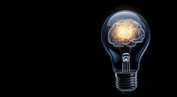 Creative light bulb design featuring a brain representing innovative thinking and ideas photo