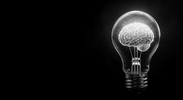 Creative light bulb design featuring a brain representing innovative thinking and ideas photo
