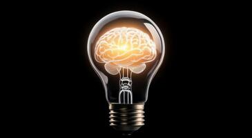 Creative light bulb design featuring a brain representing innovative thinking and ideas photo