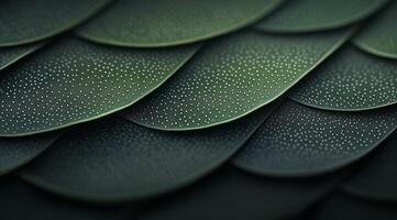 Close up view of a green leaf showcasing intricate vein patterns against a black background photo