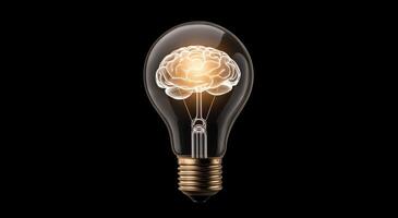 Creative light bulb design featuring a brain representing innovative thinking and ideas photo