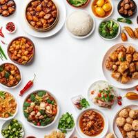 Variety of dim sum dishes arranged beautifully on a table for a delightful dining experience photo