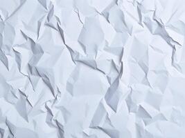 Top view of crumpled white paper texture photo