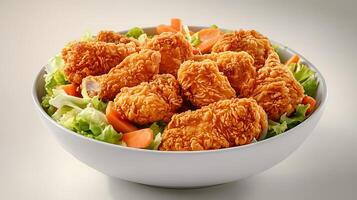 Savory Fried Chicken with a Mix of Fresh, Vibrant Vegetables photo