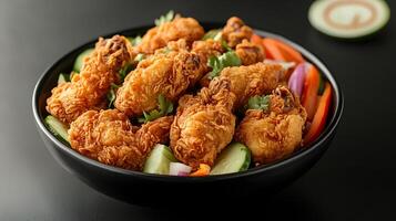 Crispy Fried Chicken Bowl with Fresh Vegetables photo