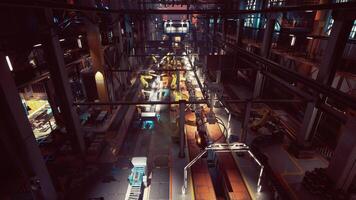 Efficient machine building conveyor in a bustling factory setting photo