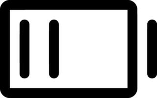 Minimalist Black and White Half-Charge Battery Icon. Perfect for Web Design, App Interfaces, and Digital Branding, Representing Moderate Power Levels and Battery Status Indicators vector
