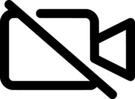 Minimalist Black and White Vide o Camera Off Icon. Perfect for Web Design, App Interfaces, and Digital Branding, Representing Inactive , Privacy Mode, and Disabled Recording Settings vector
