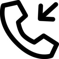 Minimalist Black and White Incoming Phone Icon. Perfect for Web Design, App Interfaces, and Digital Branding, Representing Incoming Calls, Notifications, and Communication Features vector