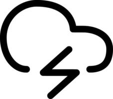 Minimalist Black and White Cloud Lightning Icon. Perfect for Weather Apps, Web Design, and UI Elements, Representing Storms and Forecast Graphics in Digital Branding vector