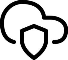 Minimalist Black and White Cloud Security Icon. Ideal for Web Design, Digital Branding, and App Interfaces, Signifying Secure Data, Cloud Protection, and Privacy Solutions vector