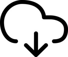 Minimalist Cloud Download Icon in Black and White - Ideal for Web Design, App Interfaces, Data Storage, and Digital Downloads vector