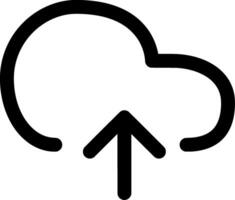 Minimalist Black and White Cloud Upload Icon. Perfect for Web Design, App Interfaces, and Digital Branding, Representing Data Transfer, Cloud Uploads, and Storage Solutions vector