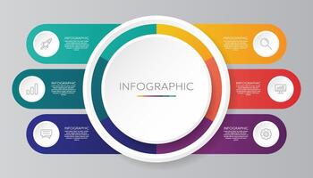 6 Steps Circle Chart Infographic Template with Icons for Business Data Presentation vector
