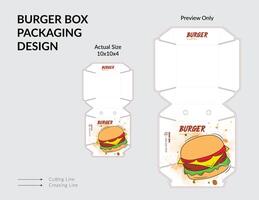 burger box die cut template, Fast Food Burger Box vector