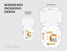 Burger box design, unique ready box template design, burger box die line vector