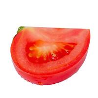 One piece of ripe red tomato isolated on white. photo