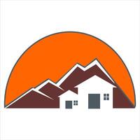 A house and mountain in the background vector