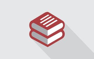 A red and white icon of a stack of books vector