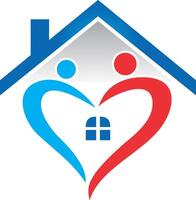A house with a heart shape and two people inside vector