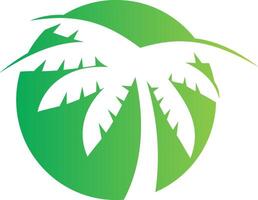 A green palm tree logo with a white background vector