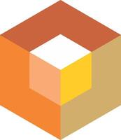 A cube with orange and yellow colors vector