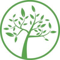 A green tree in a circle with leaves vector