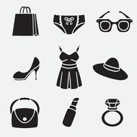 set of outfit women good for icon, element design, silhouette design, etc vector
