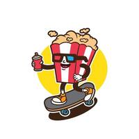 mascot popcorn with skateboard good for sticker, mascot character, groovy character, etc vector