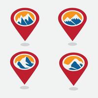 set of mountain icons maps pointer good for logo, symbol and graphic design vector