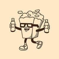 mascot popcorn with retro style good for mascot food, groovy character, etc vector