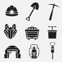 set of mining good for icons, logo, element design, silhouette design, etc vector