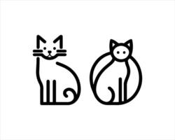 Two cats are shown in a line drawing vector