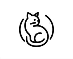 A black and white line drawing of a cat vector