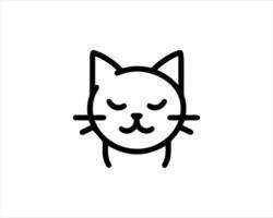 A black and white line drawing of a cat's face vector