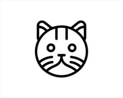 A black and white line drawing of a cat's face vector