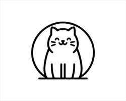 A cat is sitting in a circle on a white background vector