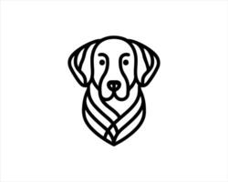 A dog's head is shown in a line drawing vector