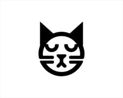 A black and white cat logo with a closed eye vector
